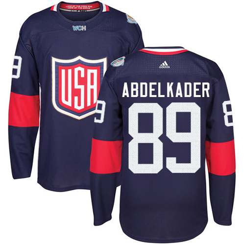 Kinder Team USA #89 Justin Abdelkader Authentic Navy Blau Auswärts 2016 World Cup Hockey